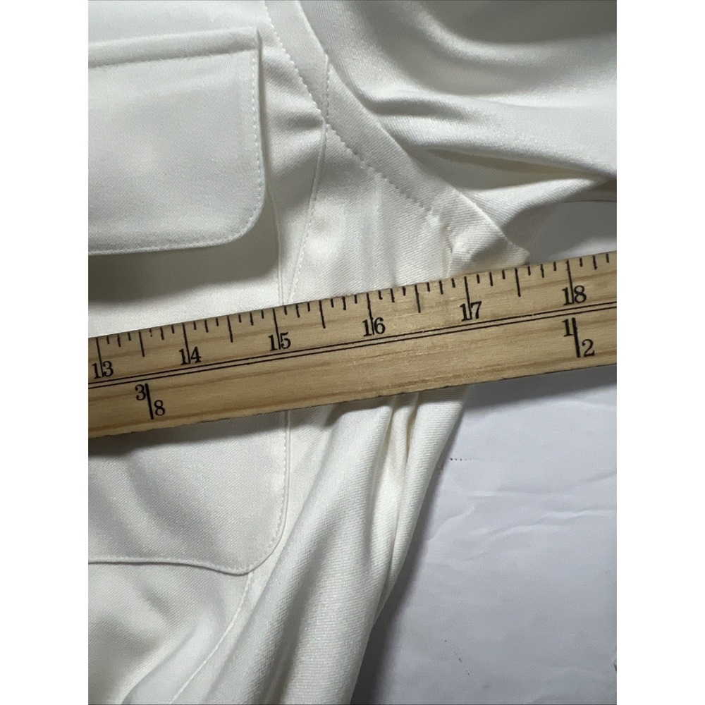 POLO Ralph Lauren Shirt Dress Belted Split Hem Size 4 Pleated Lower Hem Ivory‎ - Picture 5 of 12